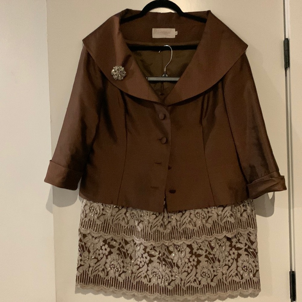 Woman’s suit w/ lace and delicate rhinestone skirt